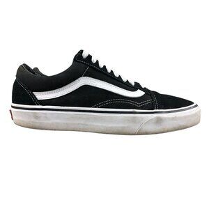 Vans Unisex Size M7.5 W9 Old Skool Black Leather Lace-Up Skate Sneakers Shoes